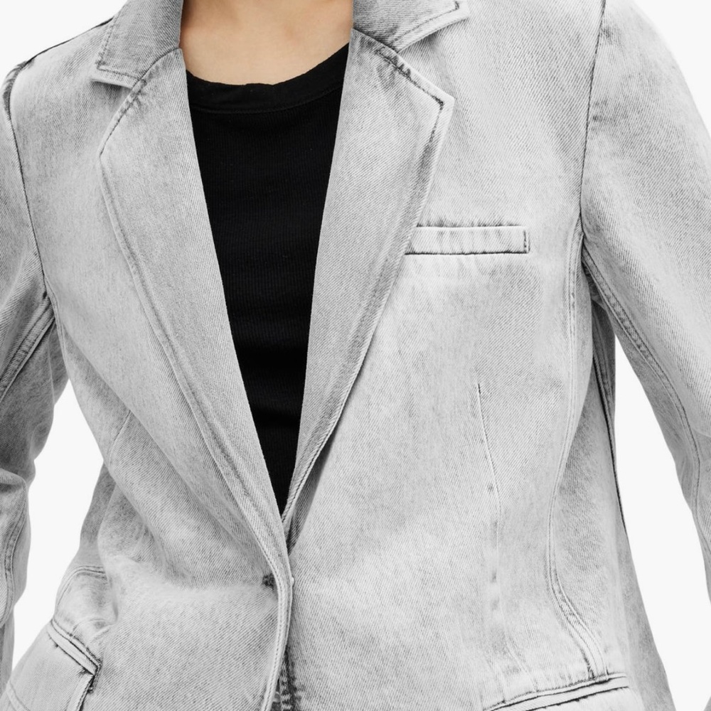 All Saints Gray Blazer Textured Suit Jacket